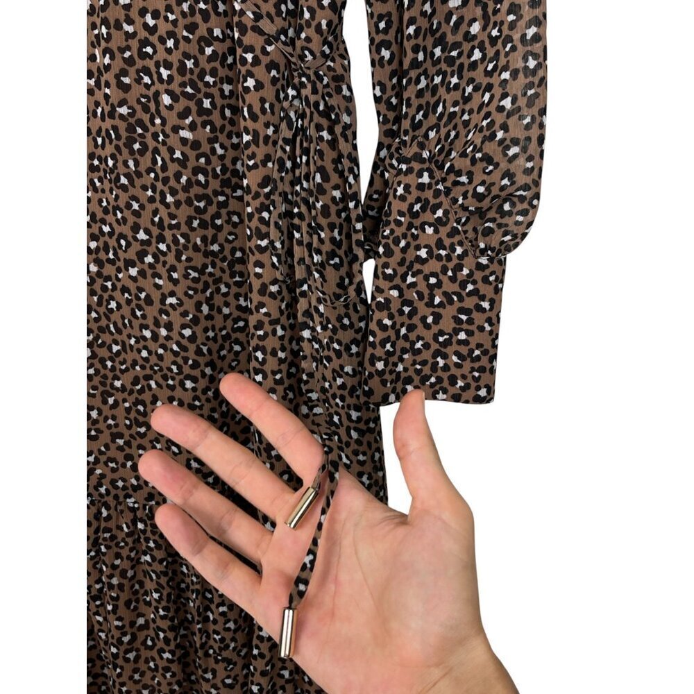 LK BENNETT DAKOTA ANIMAL PRINT CHIFFON LONG SLEEVE DRESS - Picture 6 of 11